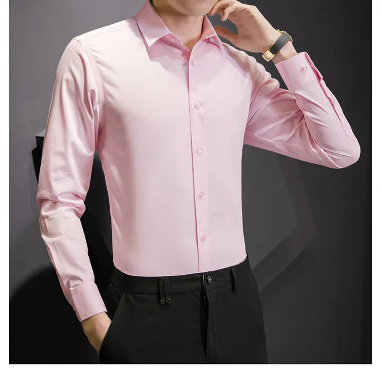 Men's Long-Sleeve Plain Dress Shirt 'Classic': Elegant and Timeless Style