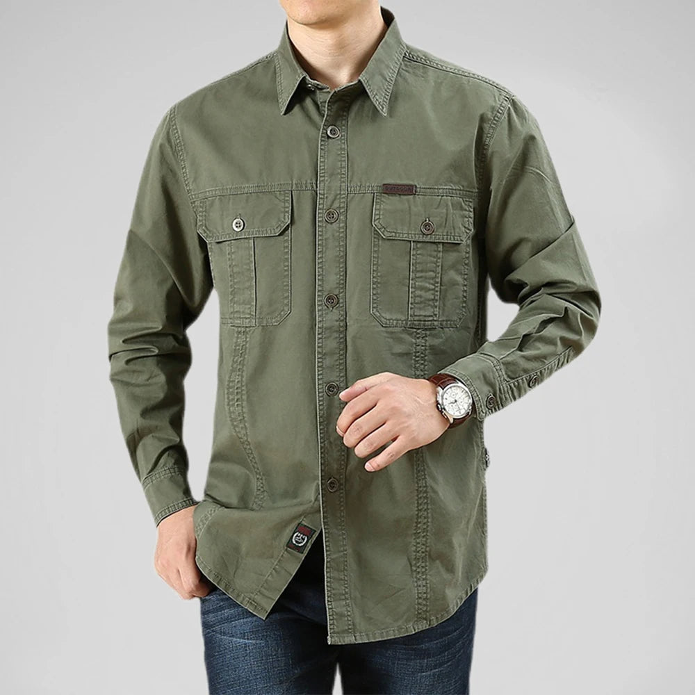 Long-Sleeve Military Cargo Shirt 'Elite Tactical' with Functional and Durable Design