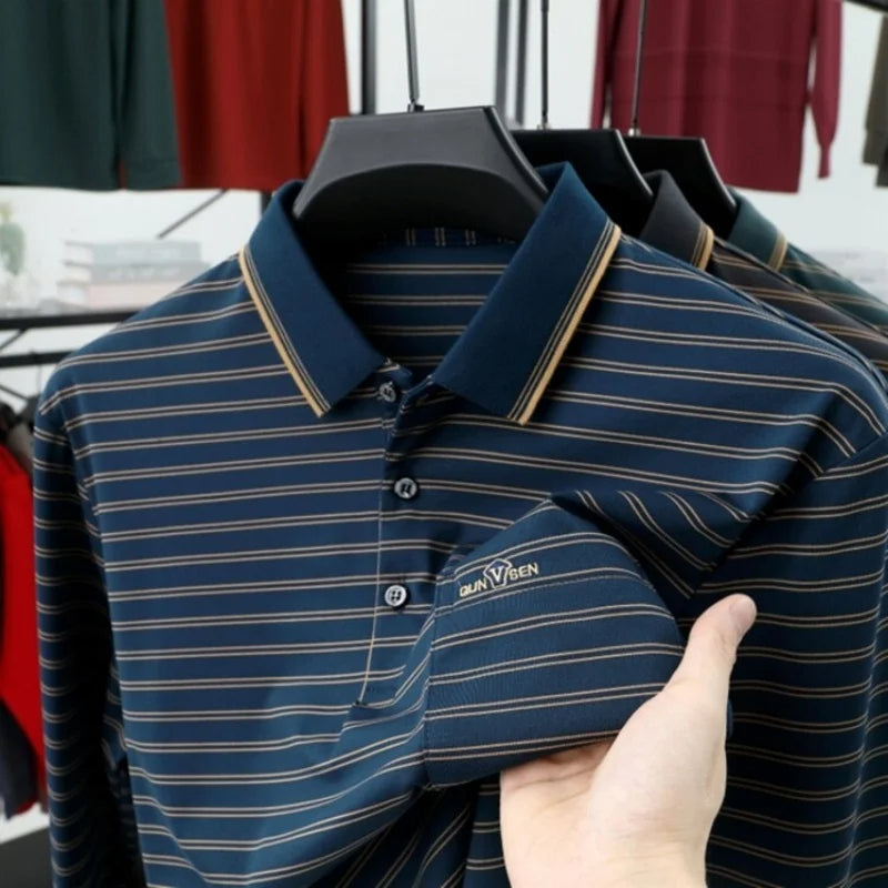 'Elite Royal' Long-Sleeve Polo Shirt with Elegant Style and Superior Comfort