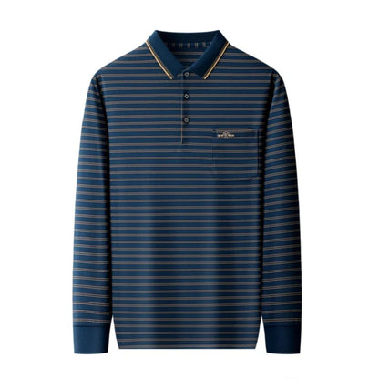 'Elite Royal' Long-Sleeve Polo Shirt with Elegant Style and Superior Comfort