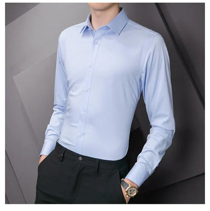 Men's Long-Sleeve Plain Dress Shirt 'Classic': Elegant and Timeless Style