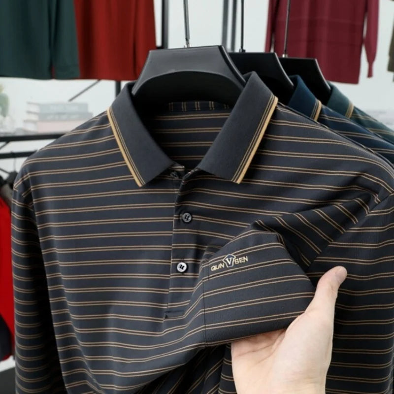 'Elite Royal' Long-Sleeve Polo Shirt with Elegant Style and Superior Comfort