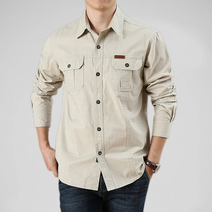 Long-Sleeve Military Cargo Shirt 'Elite Tactical' with Functional and Durable Design