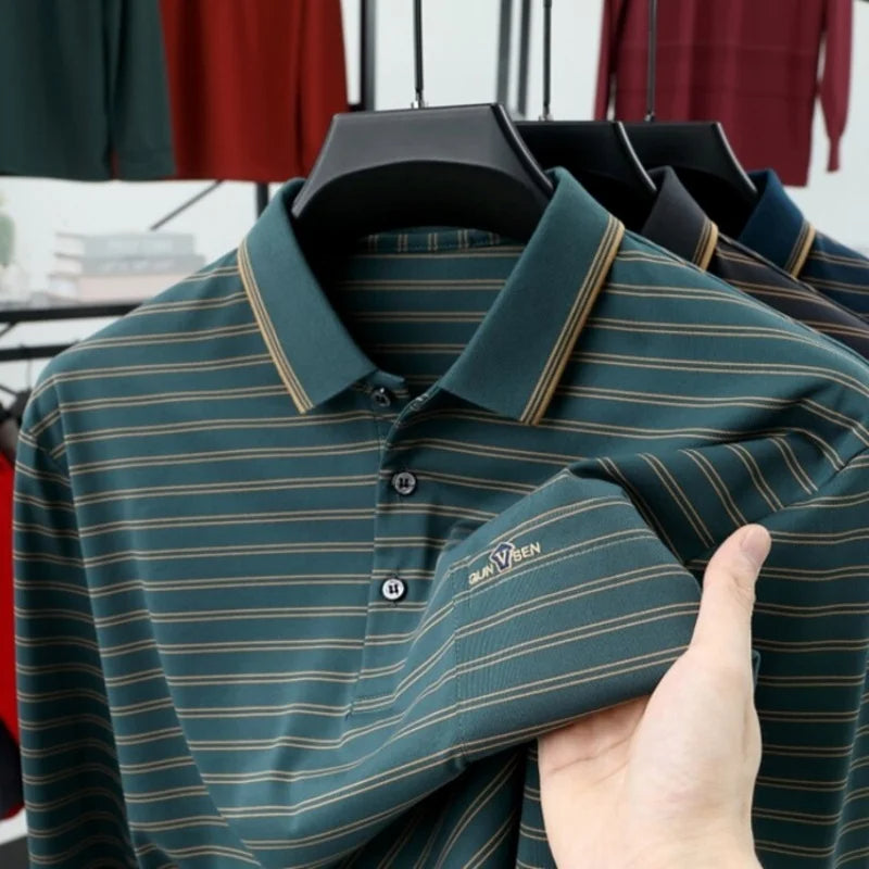 'Elite Royal' Long-Sleeve Polo Shirt with Elegant Style and Superior Comfort