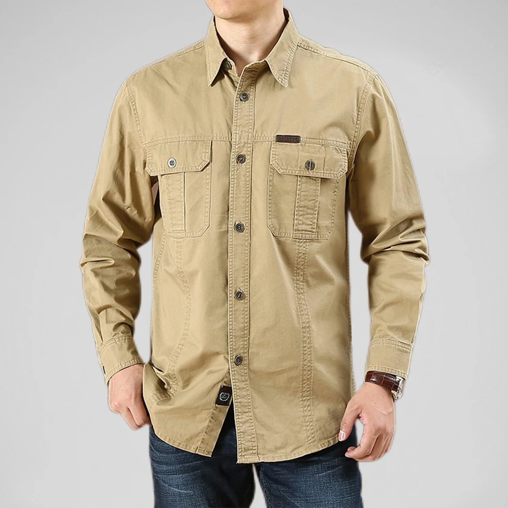 Long-Sleeve Military Cargo Shirt 'Elite Tactical' with Functional and Durable Design